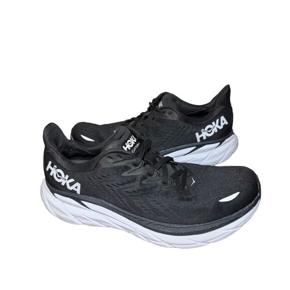 Hoka Clifton 8 wide One One Men\'s Black and White Athletic Shoes size 9.5 2E main image 6